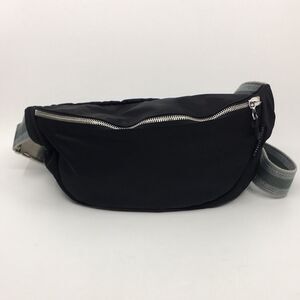 Brontibay Paris black nylon belt bag with thick canvas strap